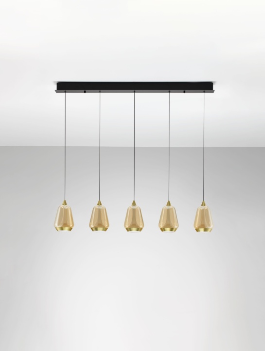 Corp de iluminat suspendat Alish Negru / Auriu / Champagne 96 x 8,5 x 160 cm - Img 3