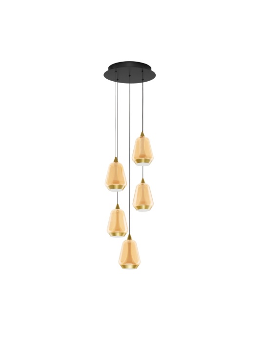 Corp de iluminat suspendat Alish Negru / Auriu / Champagne Ø33 x H 200 cm - Img 2