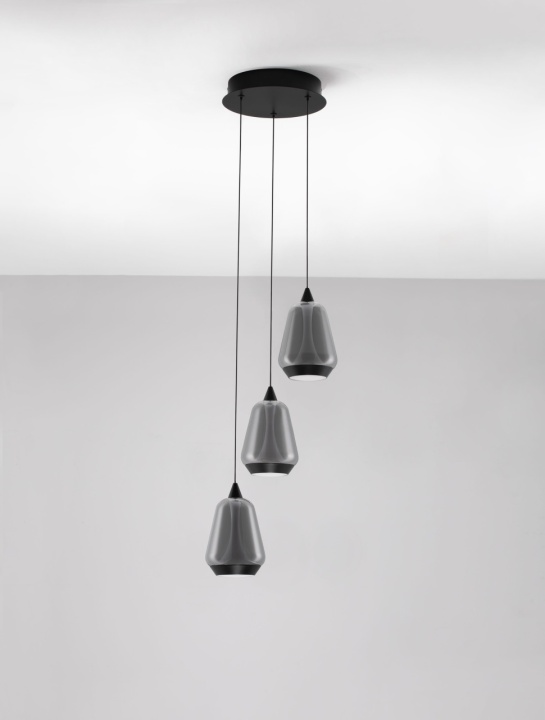 Corp de iluminat suspendat Alish Negru / Smokey Ø28 x H 160 cm - Img 3