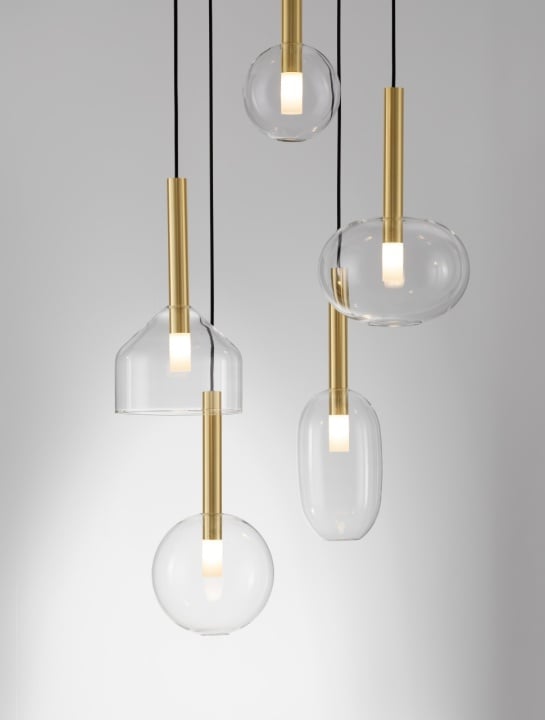 Corp de iluminat suspendat Amelia Transparent / Auriu Ø60 x H 191 cm - Img 5