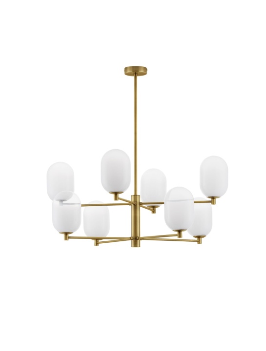 Corp de iluminat suspendat Balor Alb / Auriu Ø80 x H 53/78 cm - Img 2
