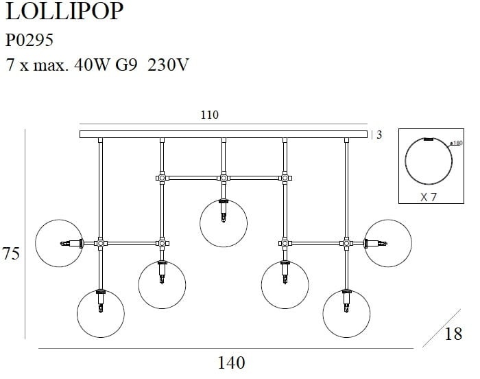 Corp de iluminat suspendat Lollipop alamă - Img 2