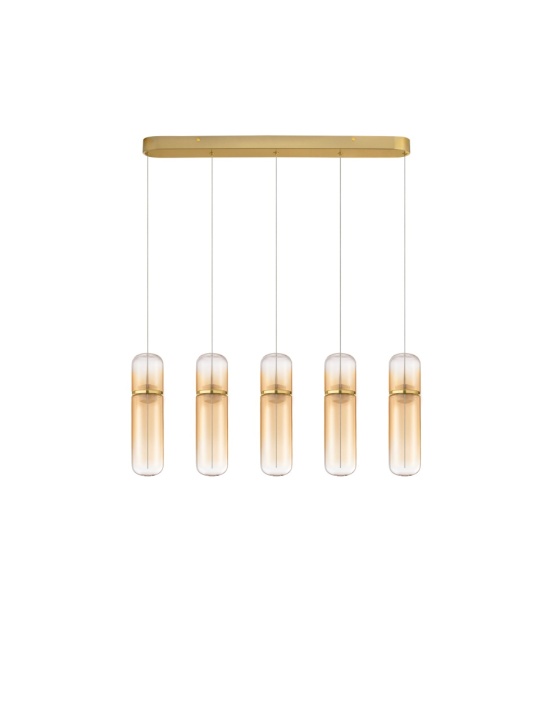 Corp de iluminat suspendat Norma Chihlimbar / Auriu 75 x 8 x 45-235 cm - Img 2