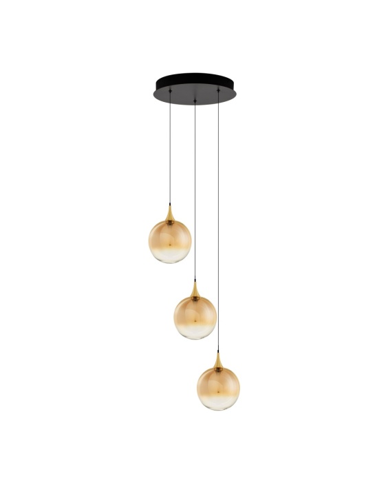 Corp de iluminat suspendat Orenda Gradient Champagne, / Negru / Auriu Ø35 x H 185 cm - Img 2