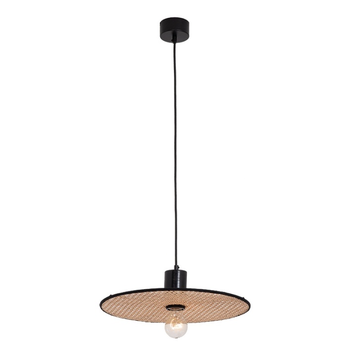 Corp de iluminat suspendat Rattan Sole LED integrat - Negru, Natural - Img 2