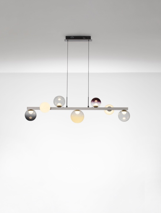 Corp de iluminat suspendat Silenzio Nikel periat / Transparent / Opal 115 x 25 x 120 cm - Img 4