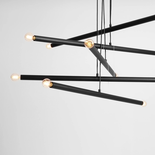 Corp de iluminat suspendat Tubo 100 cm 10xE14 - Negru - Img 6