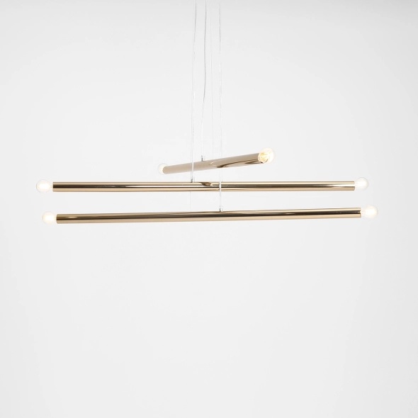 Corp de iluminat suspendat Tubo 100 cm 6xE14 - Auriu - Img 4