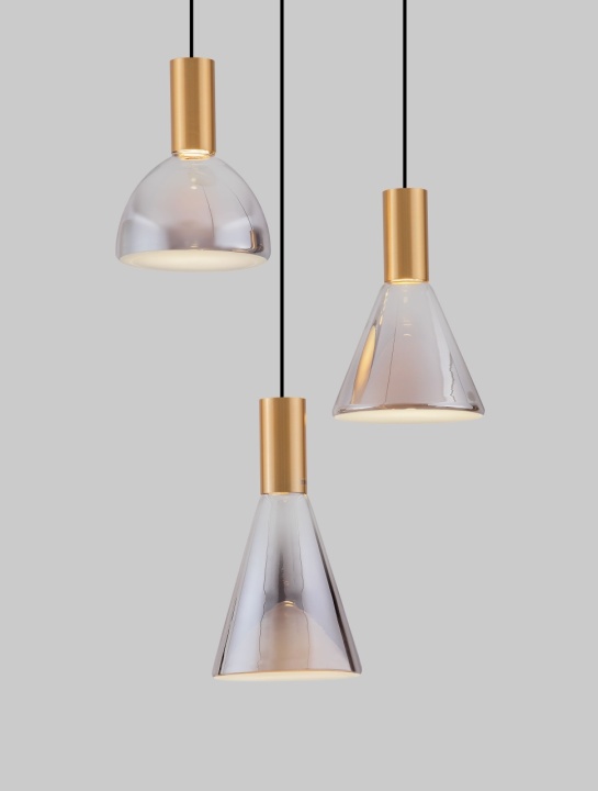 Corp de iluminat suspendat Voi Gradient Smokey / Auriu Ø43 x H 150 cm - Img 5