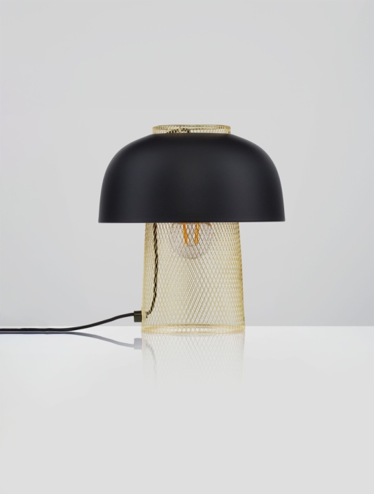 Lampa masa / veioza Sqube Negru / Auriu Ø25 x H 28 cm - Img 3