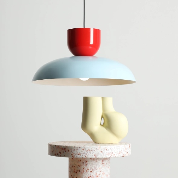 Pendul Ella 47 cm 1xE27 - Albastru deschis + Roșu chili - Img 2