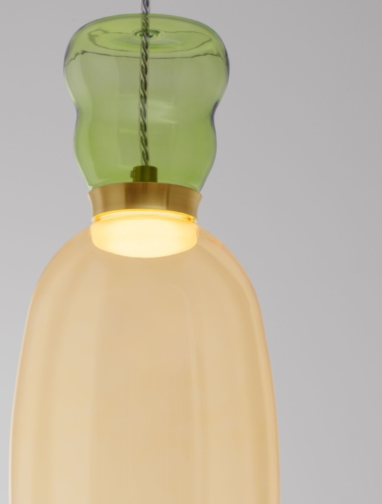 Pendul Pluma Glossy Light Green, Yellow / Auriu Ø15 x H 179 cm - Img 5