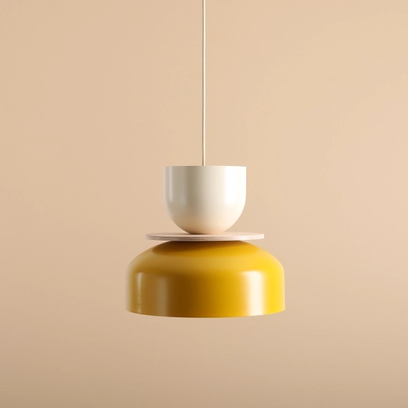 Pendul Uto 30 cm 1xE27 - Crem + Muștar - Img 2