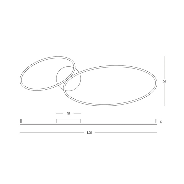 Plafonieră Doppio Anello LED 3000K - Negru - Img 2