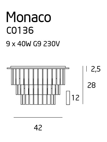 Plafonieră Monaco 42cm crom - Img 2