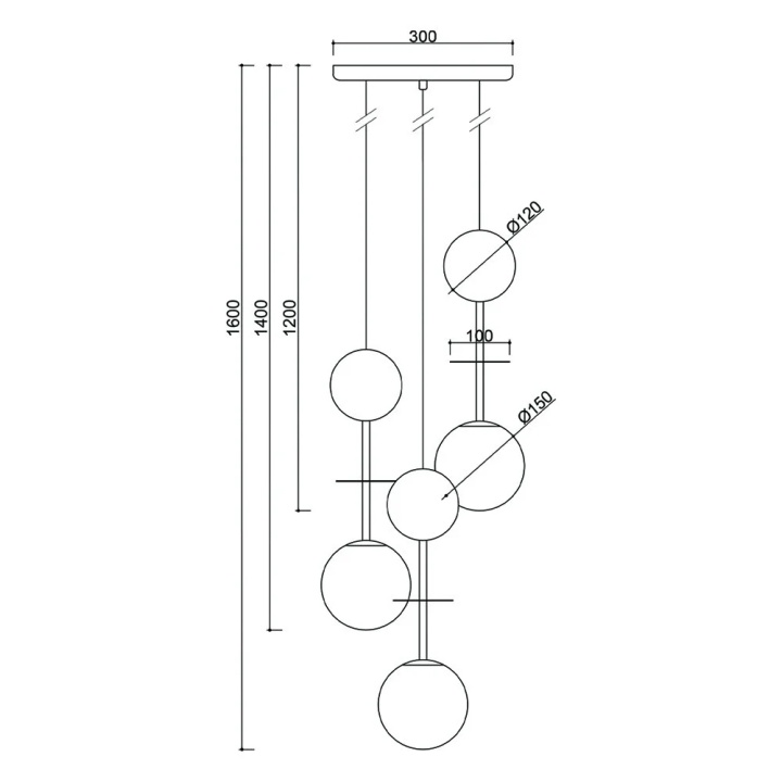 Plafonieră OIO A 3P black triple / with brass, negru / auriu - Img 3