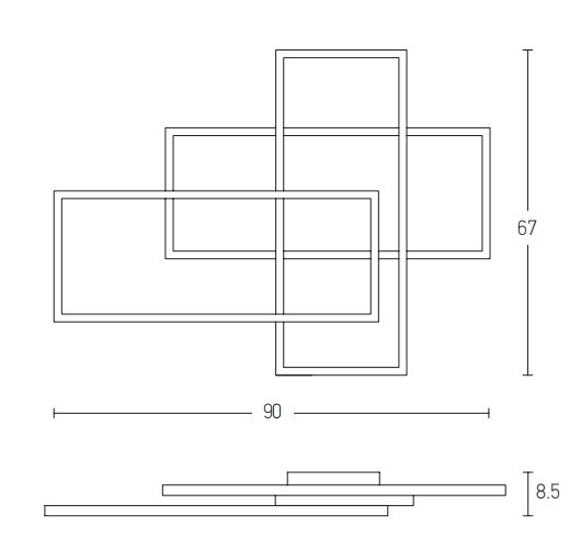 Plafonieră Quadro Luce LED 3000K - Negru - Img 4