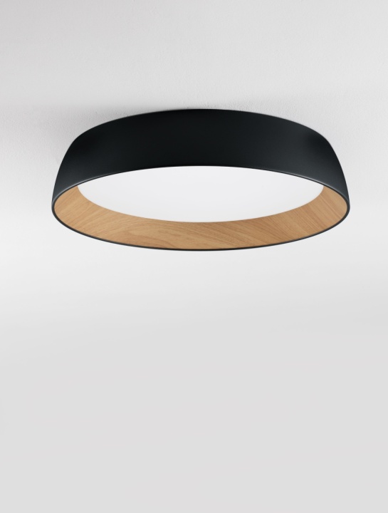 Plafoniera Sigi Negru / Lemn Ø60 x H 12 cm - Img 3