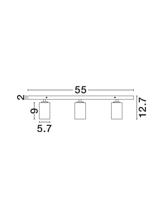 Plafoniera Tod Alb 55 x 6 x 12,7 cm - Img 2