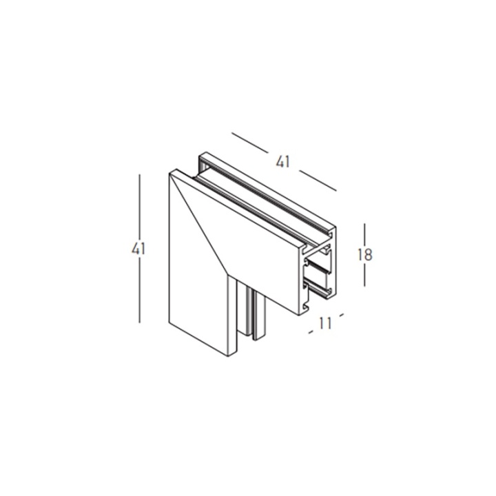 Conector colt vertical pentru sina magnetica 5mm Minima - Negru mat - Img 4