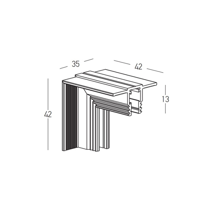 Conector colt vertical trimless pentru sina magnetica 5mm Minima - Negru mat - Img 4