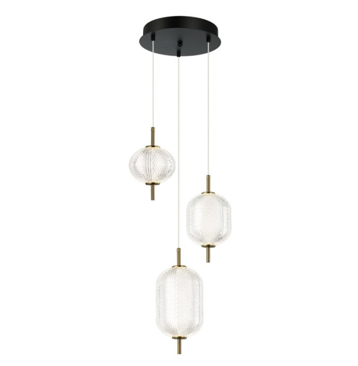 Corp de iluminat suspendat 3 lumini Pellucid - Bronz / Transparent - Img 2