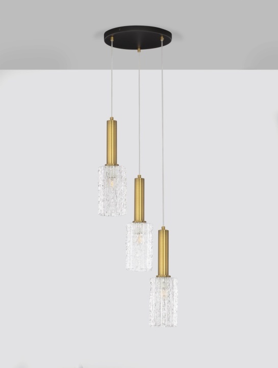 Corp de iluminat suspendat Certa Transparent / Auriu Ø30 x H 120 cm - Img 3