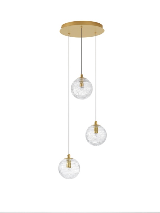 Corp de iluminat suspendat Coen Transparent / Auriu Ø25 x H 180 cm - Img 2