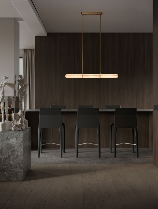 Corp de iluminat suspendat Gloree Alama antichizata 121 x 10 x 85/150 cm - Img 6