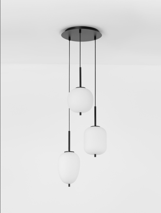 Corp de iluminat suspendat Lato Opal / Negru Ø30 x H 120 cm - Img 3
