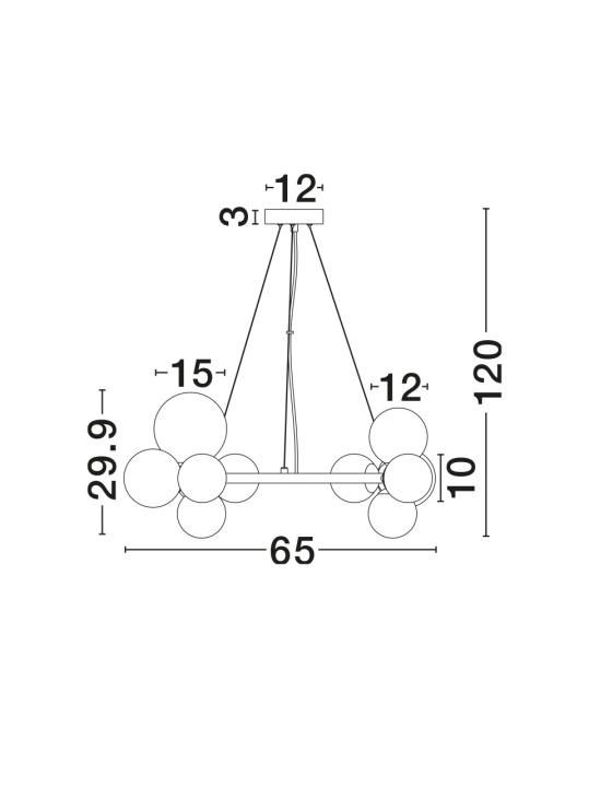 Corp de iluminat suspendat Odillia Transparent / Negru Ø65 x H 120 cm - Img 3