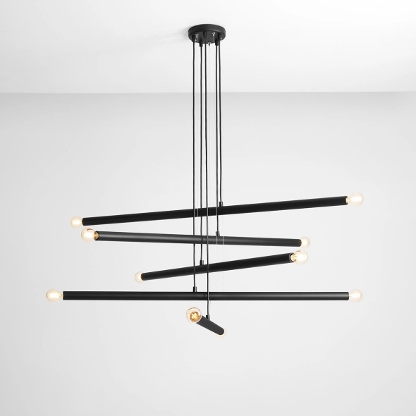 Corp de iluminat suspendat Tubo 100 cm 10xE14 - Negru - Img 3
