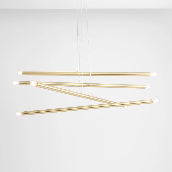 Corp de iluminat suspendat Tubo 100 cm 8xE14 - Alamă - Img 5