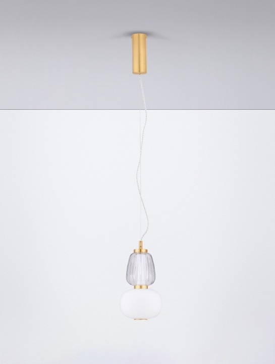 Pendul Movil Transparent / Opal / Auriu Ø17 x H 120 cm - Img 3