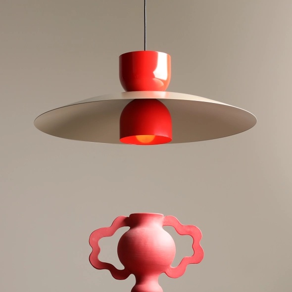 Pendul Nutta 65 cm 1xE27 - Roșu chili + Roșu - Img 4