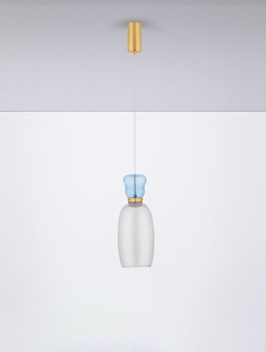 Pendul Pluma Glossy Light Blue, Smokey / Auriu Ø15 x H 179 cm - Img 3