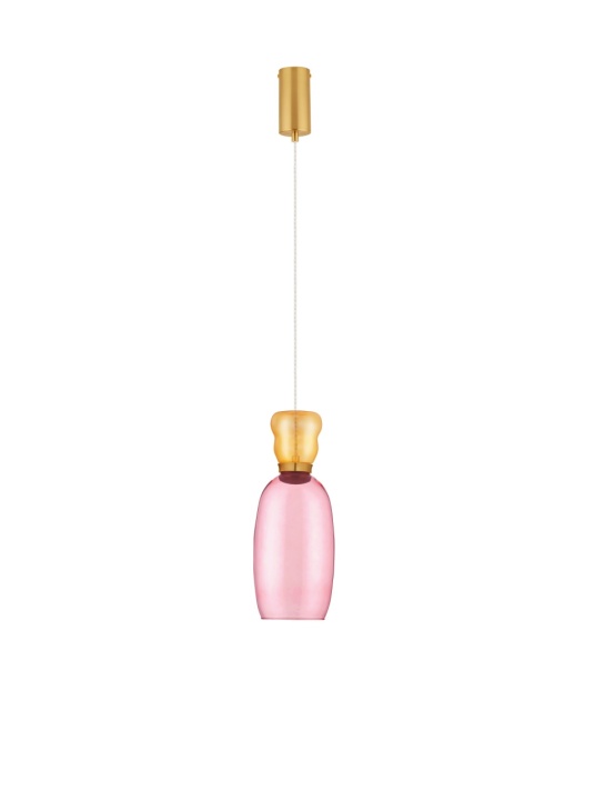 Pendul Pluma Glossy Yellow, Pink / Auriu Ø15 x H 179 cm - Img 2