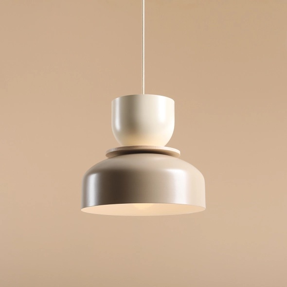 Pendul Uto 30 cm 1xE27 - Bej + Crem, lemn deschis - Img 2