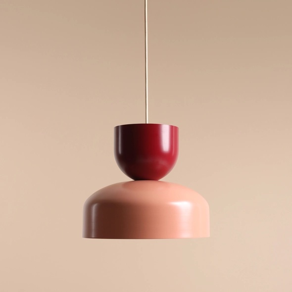 Pendul Uto 30 cm 1xE27 - Roșu vin + Coral - Img 3