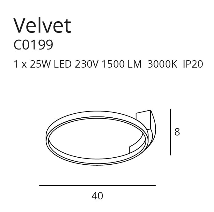 Plafonieră Velvet 40cm negru - Img 3