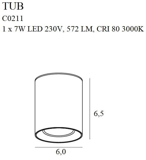 Spot aparent Tub + Decorative ring RC0155/C0156 negru - Img 2