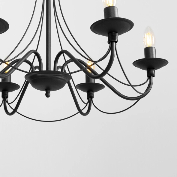 Candelabru Róża 65 cm 6xE14 - Negru - Img 5