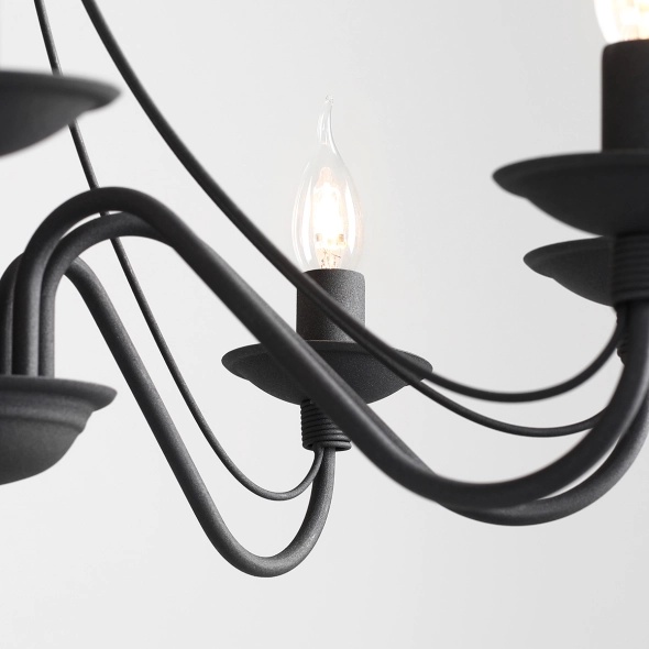 Candelabru Róża 65 cm 8xE14 - Negru - Img 2