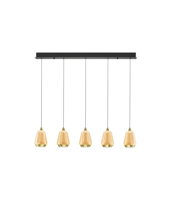 Corp de iluminat suspendat Alish Negru / Auriu / Champagne 96 x 8,5 x 160 cm - Img 2
