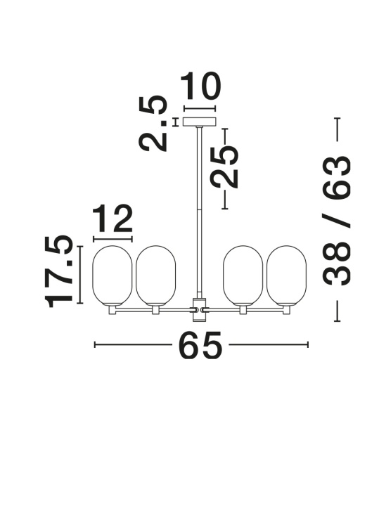 Corp de iluminat suspendat Balor Alb / Auriu Ø65 x H 38/63 cm - Img 5
