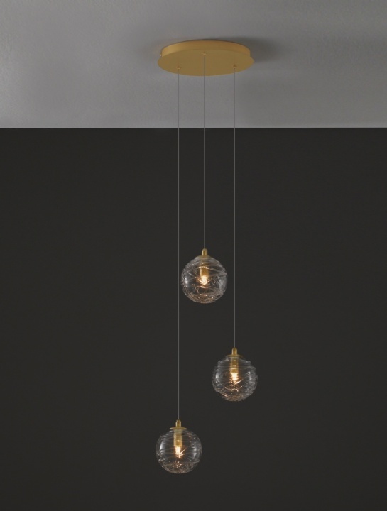 Corp de iluminat suspendat Coen Transparent / Auriu Ø25 x H 180 cm - Img 5