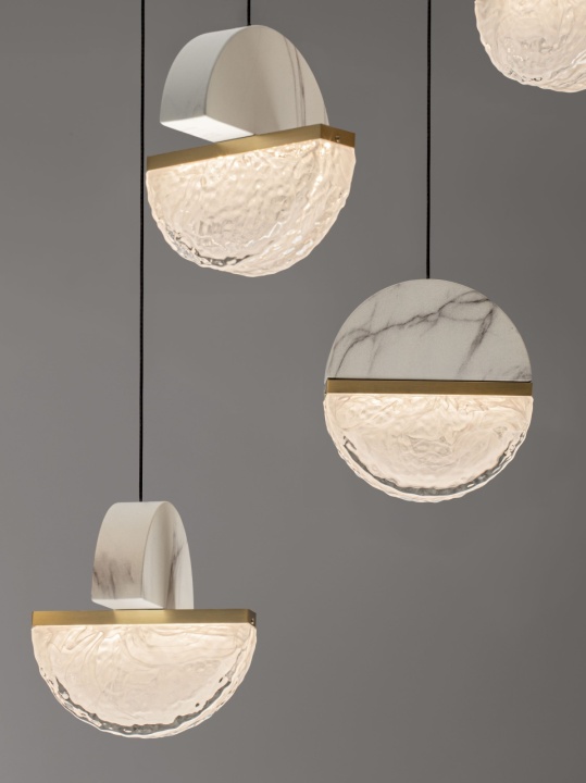 Corp de iluminat suspendat Dorin Alb / Auriu / Alb / Transparent 105 x 40 x 150 cm - Img 3
