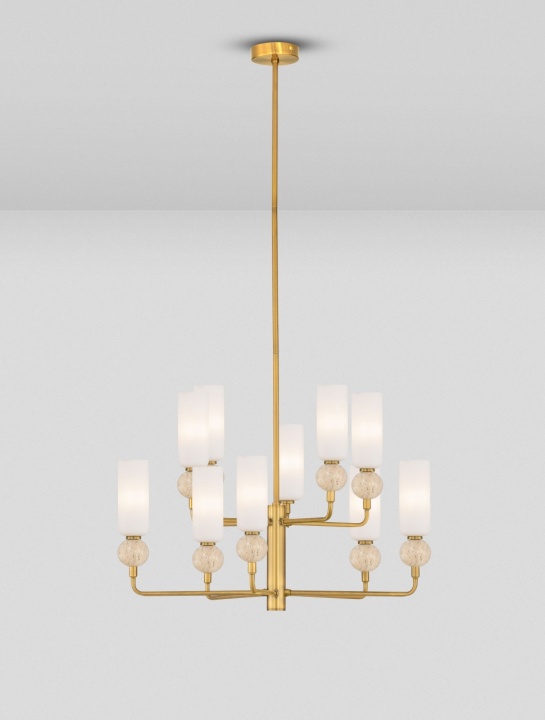 Corp de iluminat suspendat Filomena Opal / Auriu periat / Auriu Ø66 x H 56/96/116 cm - Img 4