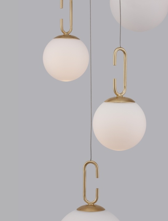 Corp de iluminat suspendat Hook Opal / Auriu Ø42 x H 180 cm - Img 5
