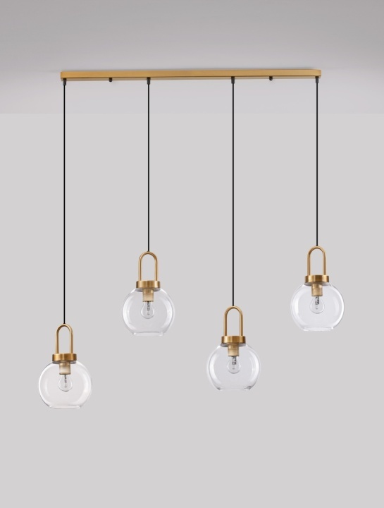 Corp de iluminat suspendat Irvine Transparent / Auriu Ø97,5 x H 155 cm - Img 3